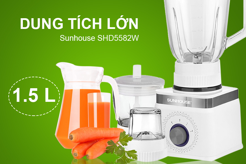 Máy Xay Sinh Tố 3 Cối Sunhouse SHD5582W - Hàng chính hãng