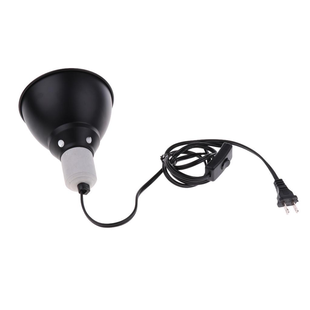 E27 5.5inch Lamp Reflector Dome Ceramic Holder Black With Switch UVB UVA