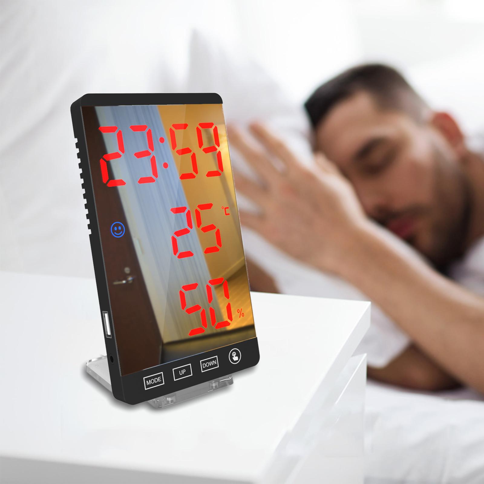 Digital Alarm Clocks,6 Inch Large Display LED Mirror Electronic Clock, with Charging Ports,Snooze,12/24H,Adjustable Brightness,for Bedroom Home Office