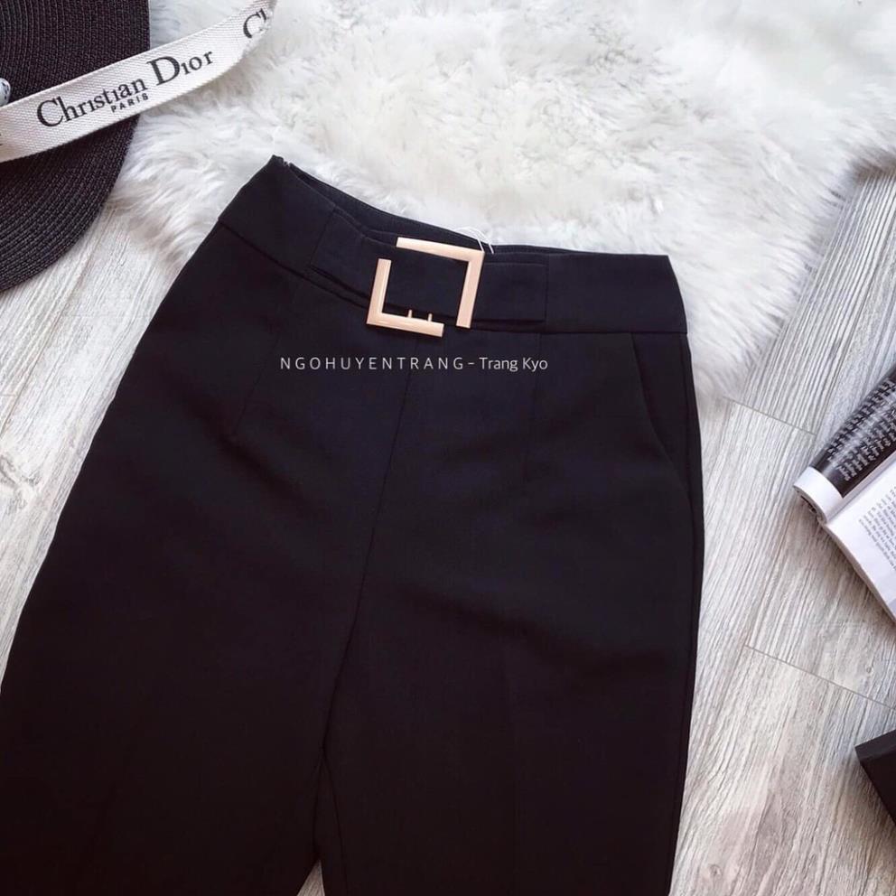 Quần baggy nữ công sở quần tây đai vuông khóa giọt lệ hông chất tuyết mưa thời trang Banamo Fashion 834