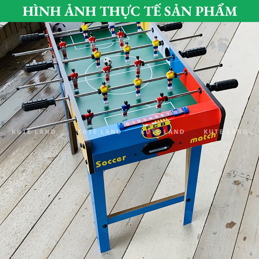 Bàn bi lắc chân cao hình bóng đá đội Real &amp; Barca 69x37x65 cm bằng gỗ size lớn nhiều màu sắc