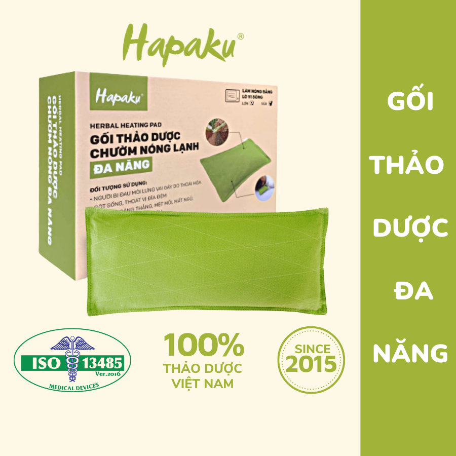 Gối Chườm Nóng Thảo Mộc Đa Năng Hapaku Giảm Đau Mỏi Cổ Vai Gáy, Lưng Hông, Giúp Ngủ Ngon Hơn, Gối Thảo Mộc Đa Năng - Size Lớn