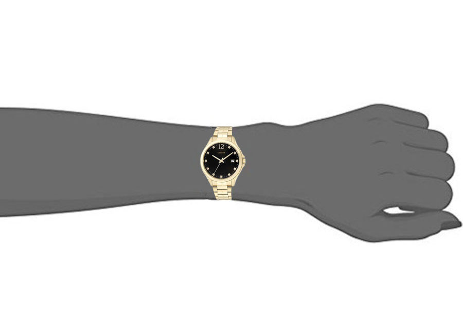 Đồng Hồ Nữ Citizen Đính Đá Swarovski Dây Thép Không Gỉ EV0052-50E - Mặt Đen