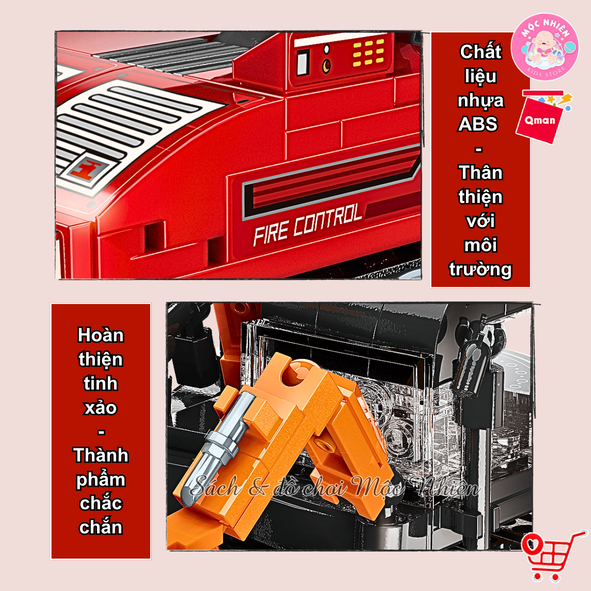 Đồ chơi lắp ráp, xếp hình Qman 12021 - Đội cứu hỏa cơ động (579 mảnh ghép) dành cho bé từ 6 tuổi