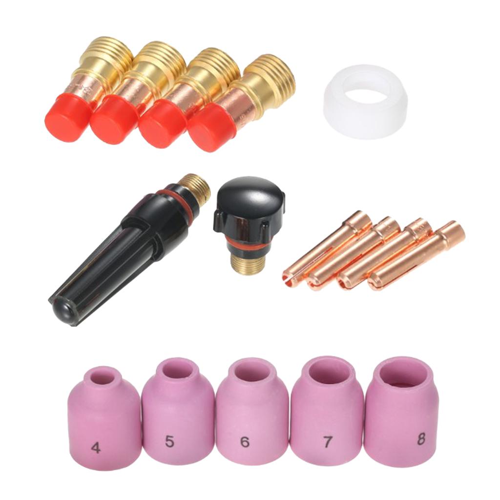 16X Hàn Tig Đèn Pin Sơ Khai Khí Ống Kính Bộ Cốc Collet Thân Vòi Phun WP 17 18 26