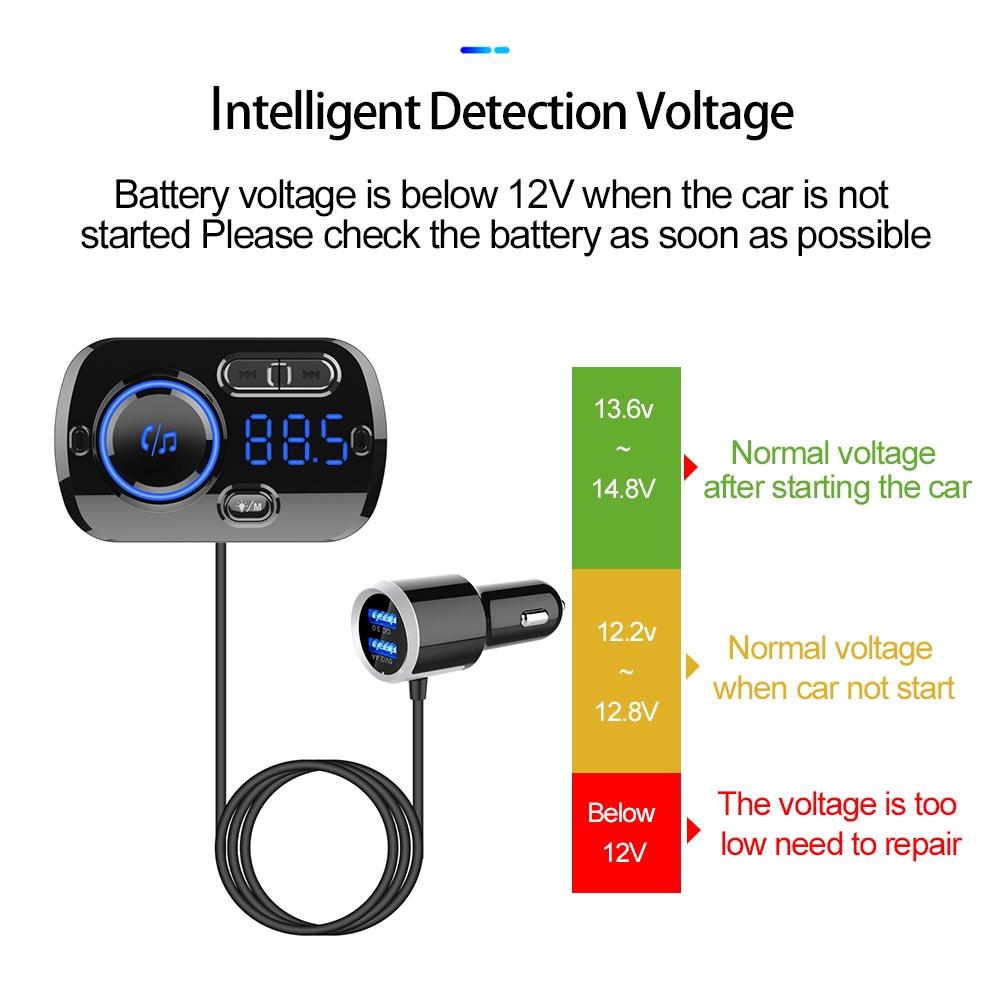 Thiết bị truyền tín hiệu FM QC 3.0 Bluetooth 5.0 LCD MP3 cho xe hơi