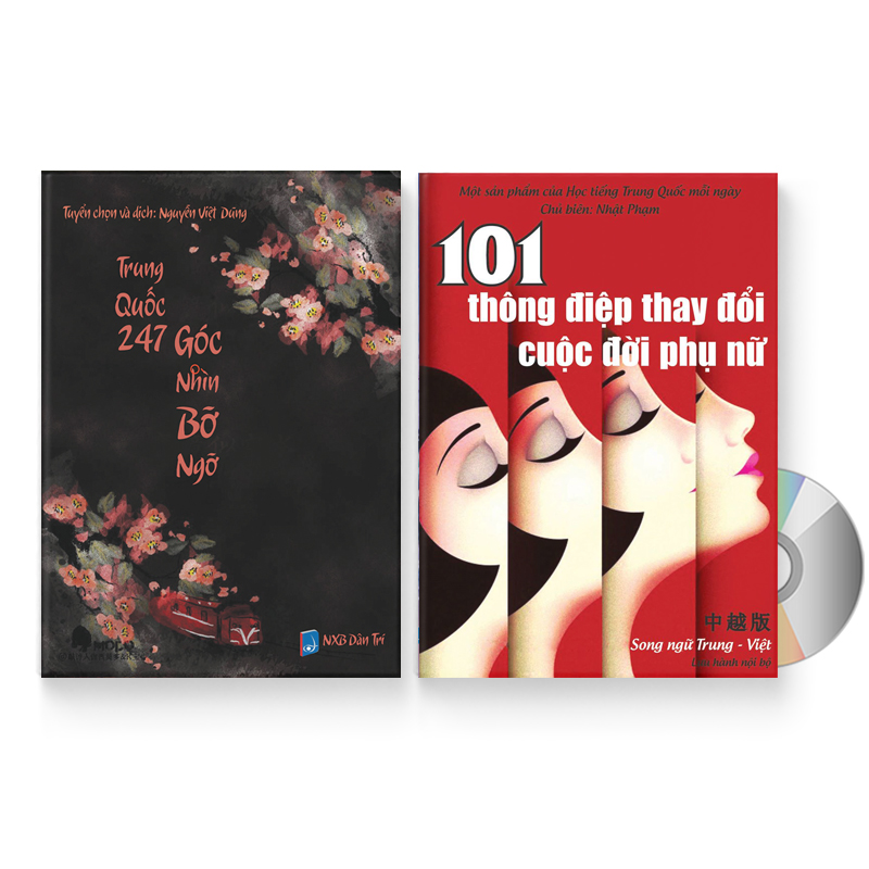 Combo 2 sách: Trung Quốc 247: Góc nhìn bỡ ngỡ (Song ngữ Trung - Việt có Pinyin) + 101 Thông Điệp Thay Đổi Cuộc Đời Phụ Nữ (Song Ngữ Trung Việt Có Phiên Âm) + DVD quà tặng