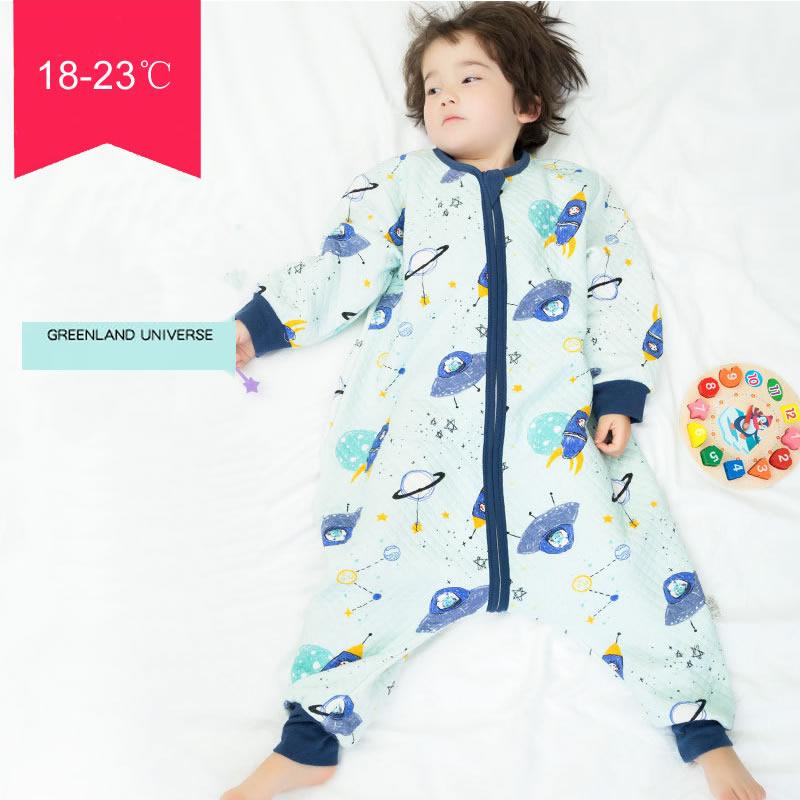 Trẻ Em Dây Kéo Ngủ Tất Trẻ Em Mùa Xuân, Mùa Thu Chia Chân Túi Ngủ Trẻ Sơ Sinh Bé Trai Gái Onesies Bộ Đồ Ngủ Khủng Long Kỳ Lân Đồ Ngủ