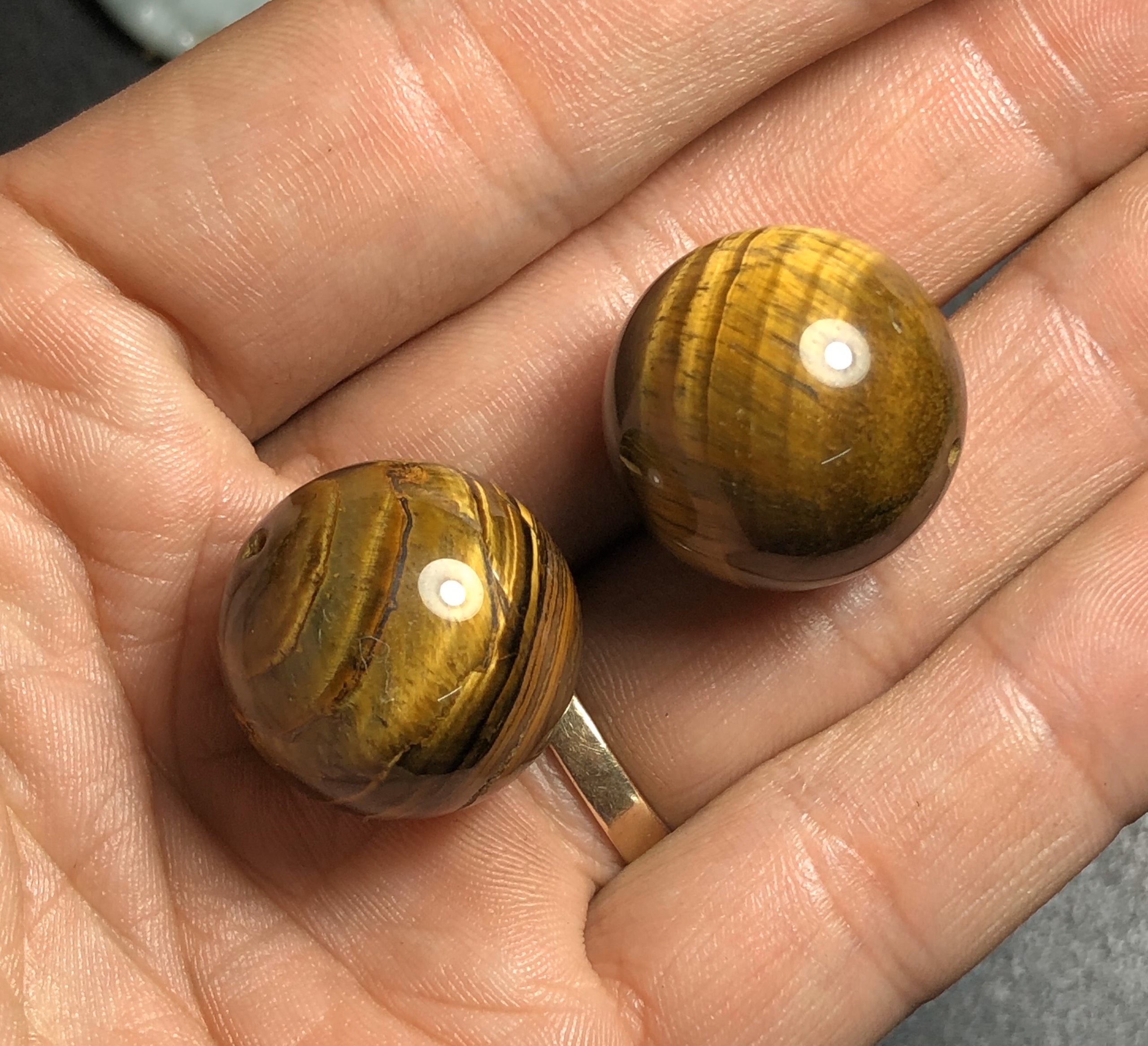 Cặp bi lăn tay đá mắt hổ size mini 20mm