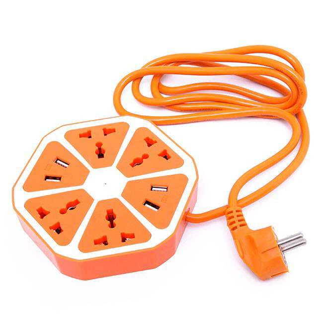 Ổ cắm điện đa năng lục giác tặng kèm đèn ngủ cảm ứng ánh sáng hình nấm 0,5W