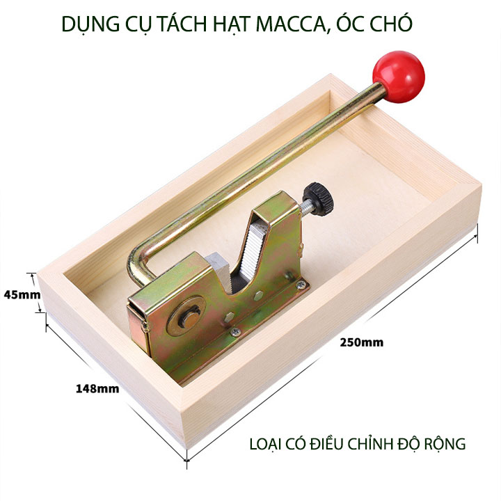 Dụng cụ tách hạt macca, óc chó đa năng, có điều chỉnh độ rộng, bằng thép mạ chống gỉ