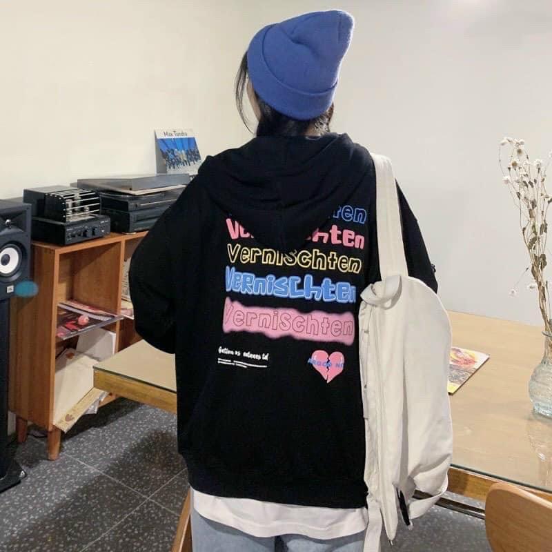 Áo Hoodie Zip Nỉ Ngoại Pink Heart - Áo Khoác Nỉ dây kéo nam nữ Unisex