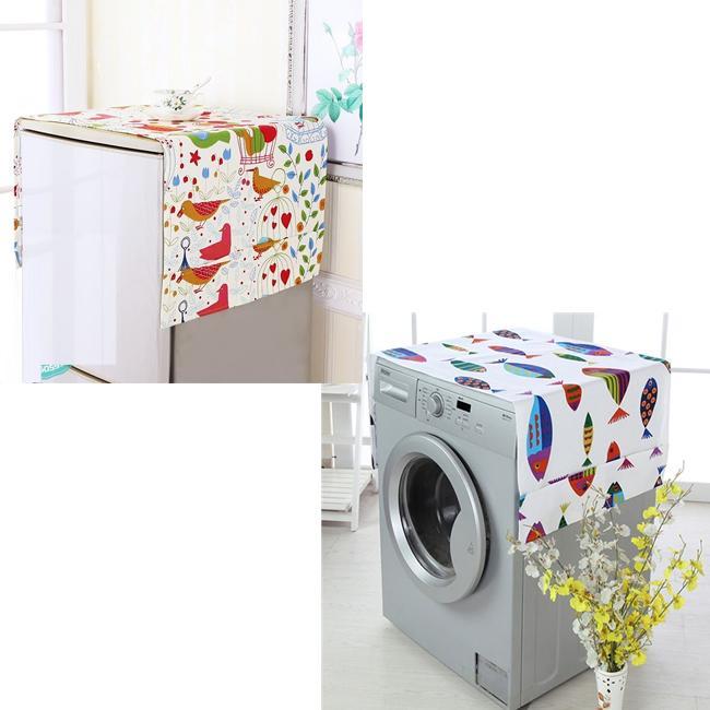 Tấm phủ tủ lạnh, máy giặt, lò vi sóng in hình dễ thương, bảo vệ tủ chống bụi bẩn, chống thấm nước có túi bên hông đựng đồ tiện lợi - giao mẫu ngẫu nhiên - GDHN Loại Tốt