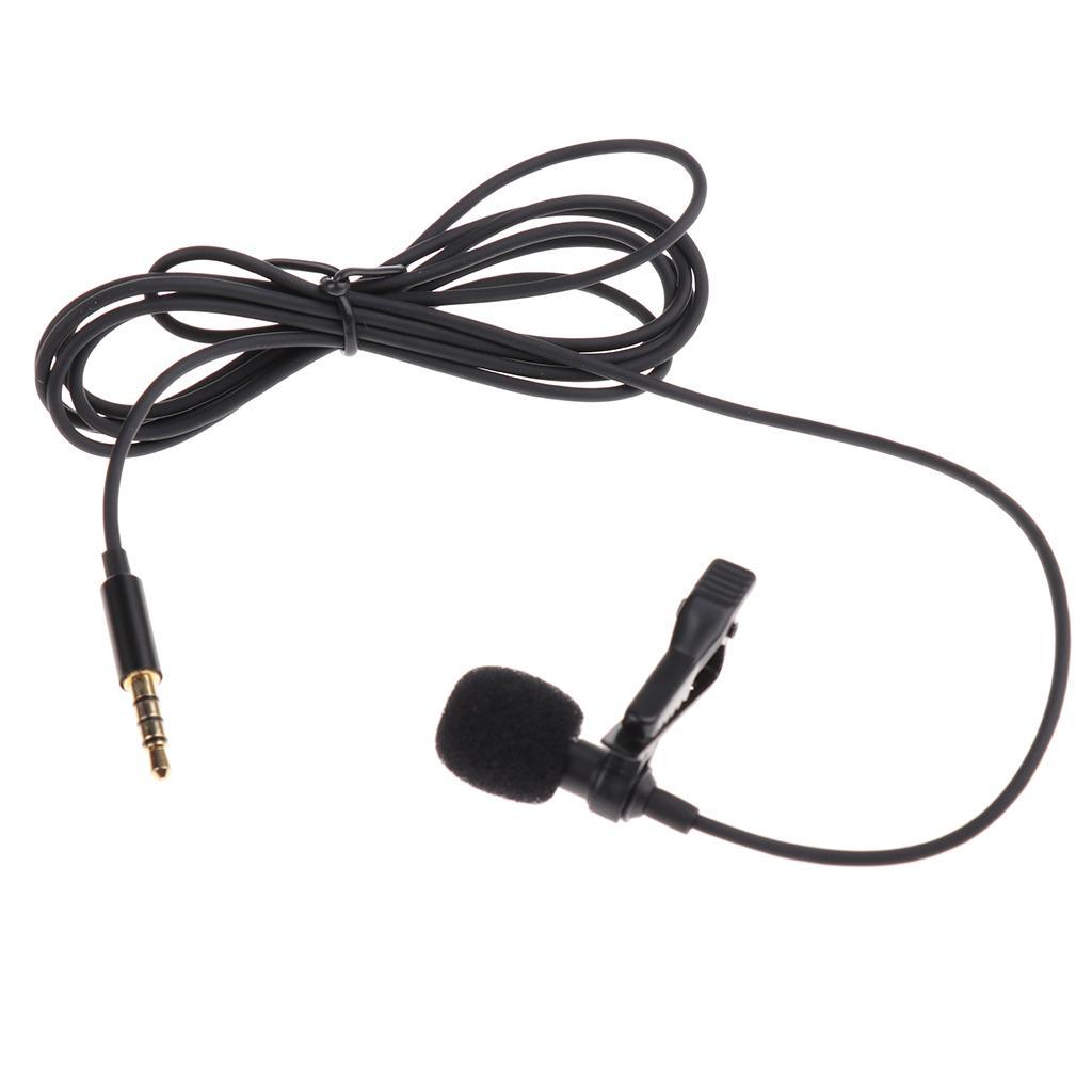 Black 3.5mm Lavalier Microphone with Microphone Adapter Cable for Smartphone