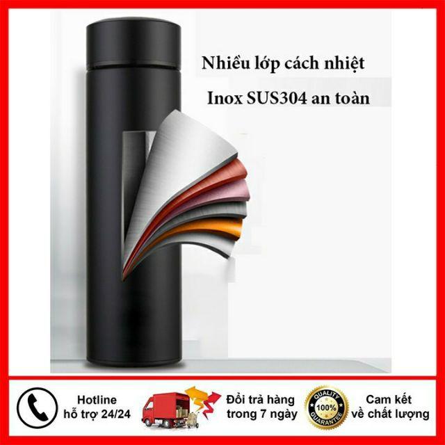 Bình giữ nhiệt inox 304 dung tích 500ml _ bình ủ báo nhiệt độ có ngăn lọc trà