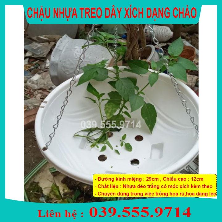 Combo 3 Chậu Nhựa Chảo Tặng Kèm Móc Xích ( 29x12cm)- Chậu chuyên trồng hoa cây cảnh