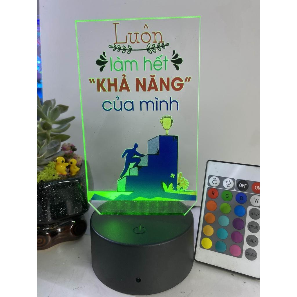 Động lực làm bằng mica led 7 màu sống động đặt trên bàn làm việc hoặc phòng ngủ tạo động lực thúc đẩy làm việc sử dụng pin 5V