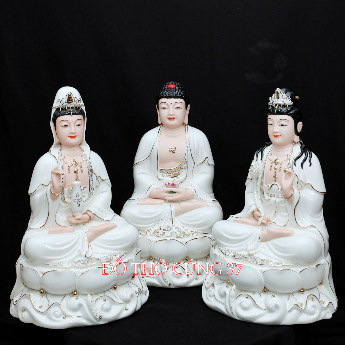 Bộ Tây Phương Tam Thánh - men sứ cao cấp