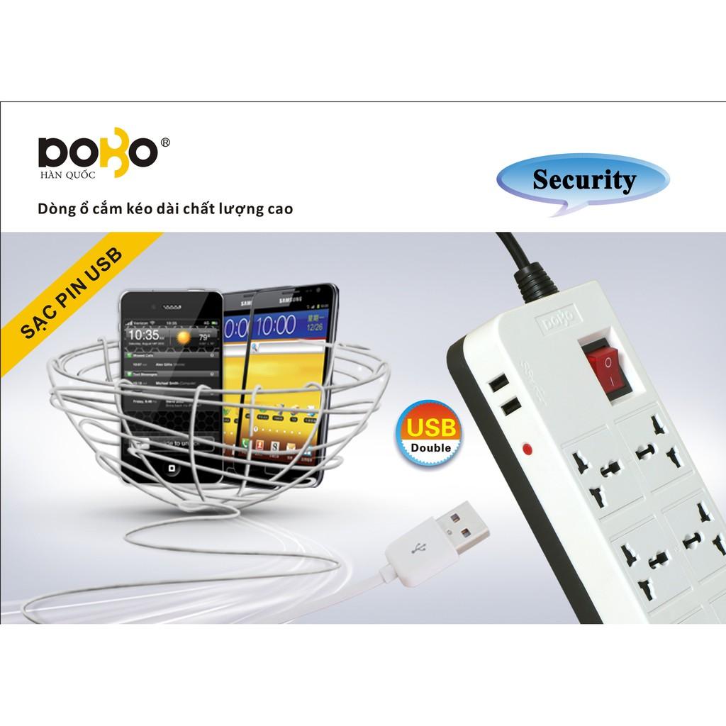 Ổ Cắm Kèm Cổng USB DoBo 3D 16A 3 ổ cắm - 3 Mét
