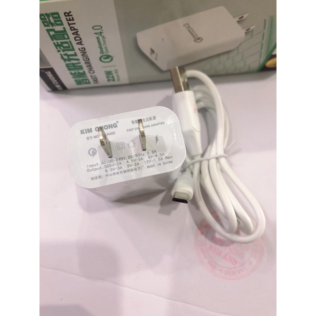 BỘ SẠC NHANH KIM CƯƠNG K405, 22W Quick Charge 4.0A - Hàng Chính Hãng