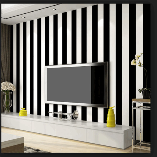 Cuộn 5m Decal Giấy Dán Tường SỌC TRẮNG ĐEN