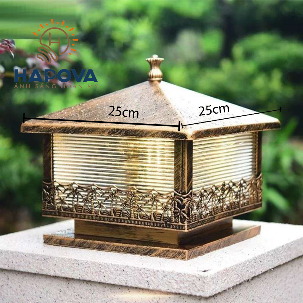 Đèn trụ cổng cây dừa đèn sân vườn cỡ 250mm và 200mm HAPOVA TC 7005