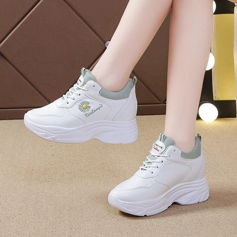 Giầy thể thao nữ nâng đế 7 phân hoa cúc xanh