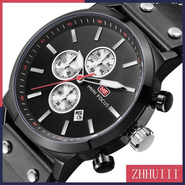 Đồng Hồ Quartz 3 Sub-dial Chống Thấm Nước Với Dây Đeo Da