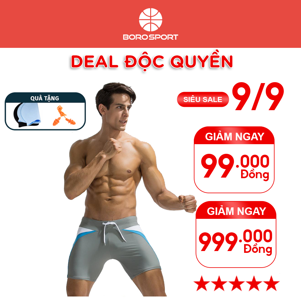 Quần bơi nam Boxer YESURE DEENYT Chất liệu Superfine polyester cao cấp , chống thấm , nhanh khô form Fitness thời trang - Hàng Chính Hãng