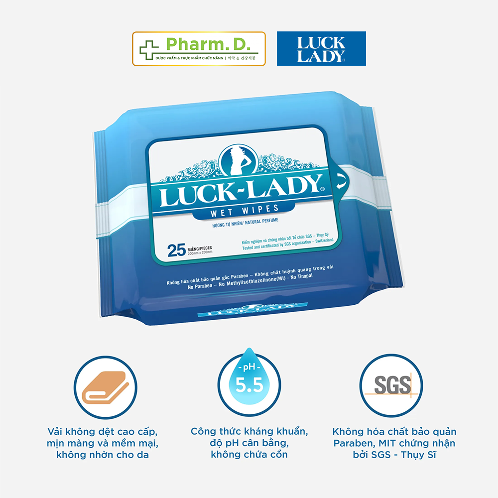 Khăn Ướt Luck Lady An Toàn Cho Da, Không Mùi Hoặc Hương Tự nhiên