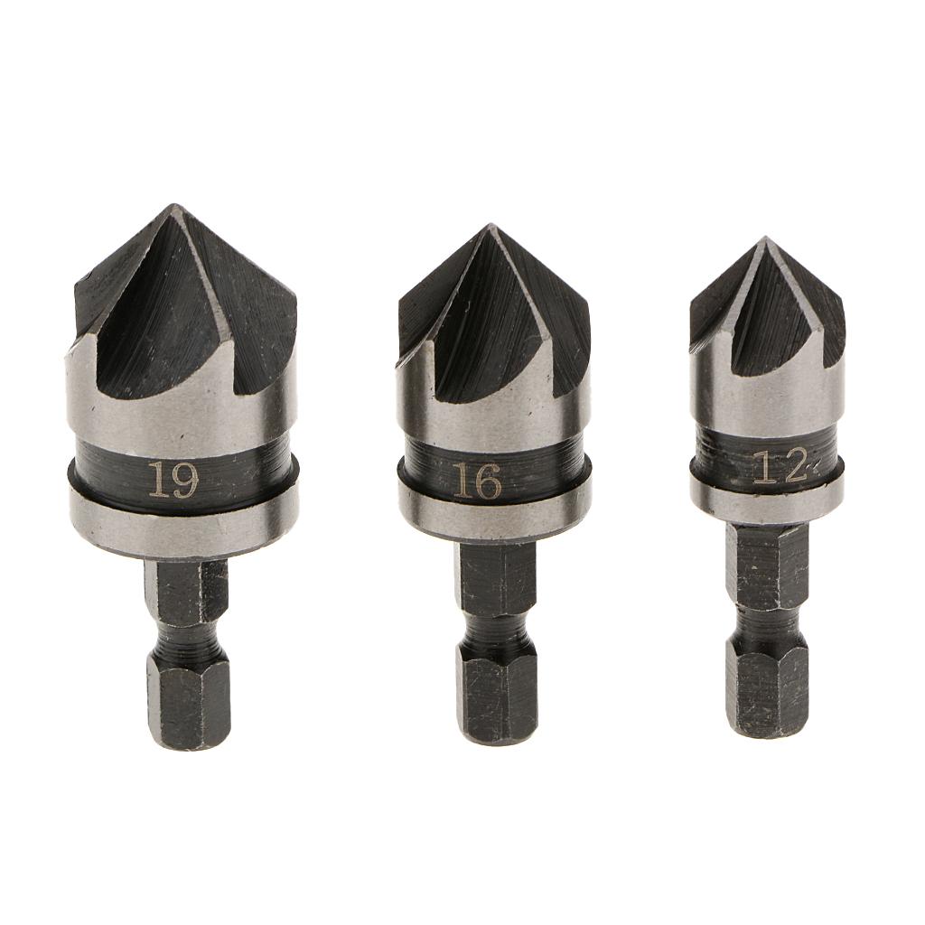 3PCS COUNTERSINK BIT COUNTER SINK DRILLING  WOOD SCREW  TOOL