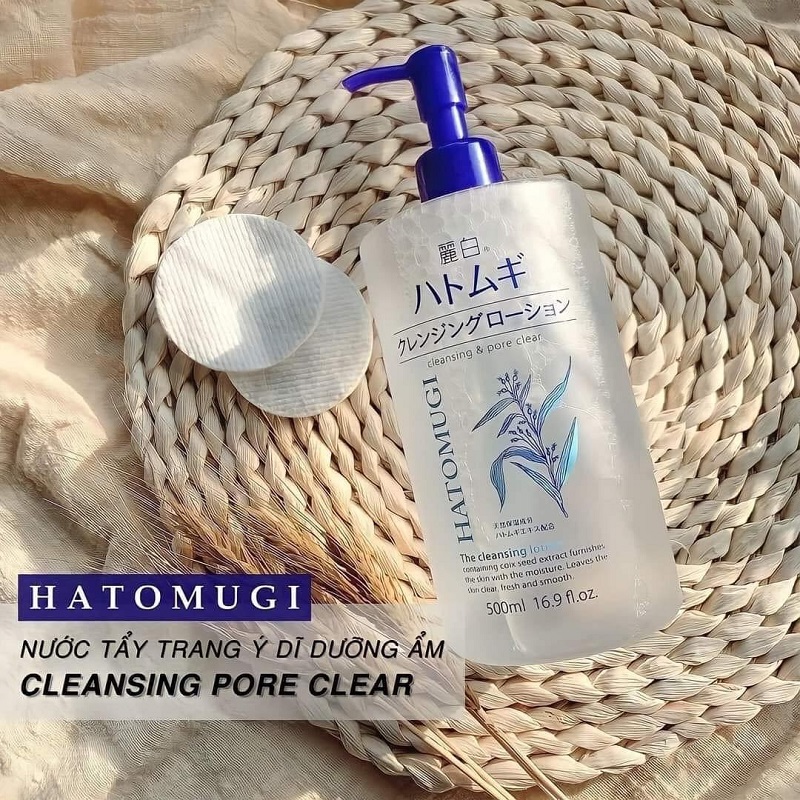 Nước tẩy trang dưỡng ẩm và làm sáng da hatomugi 500ml/chai