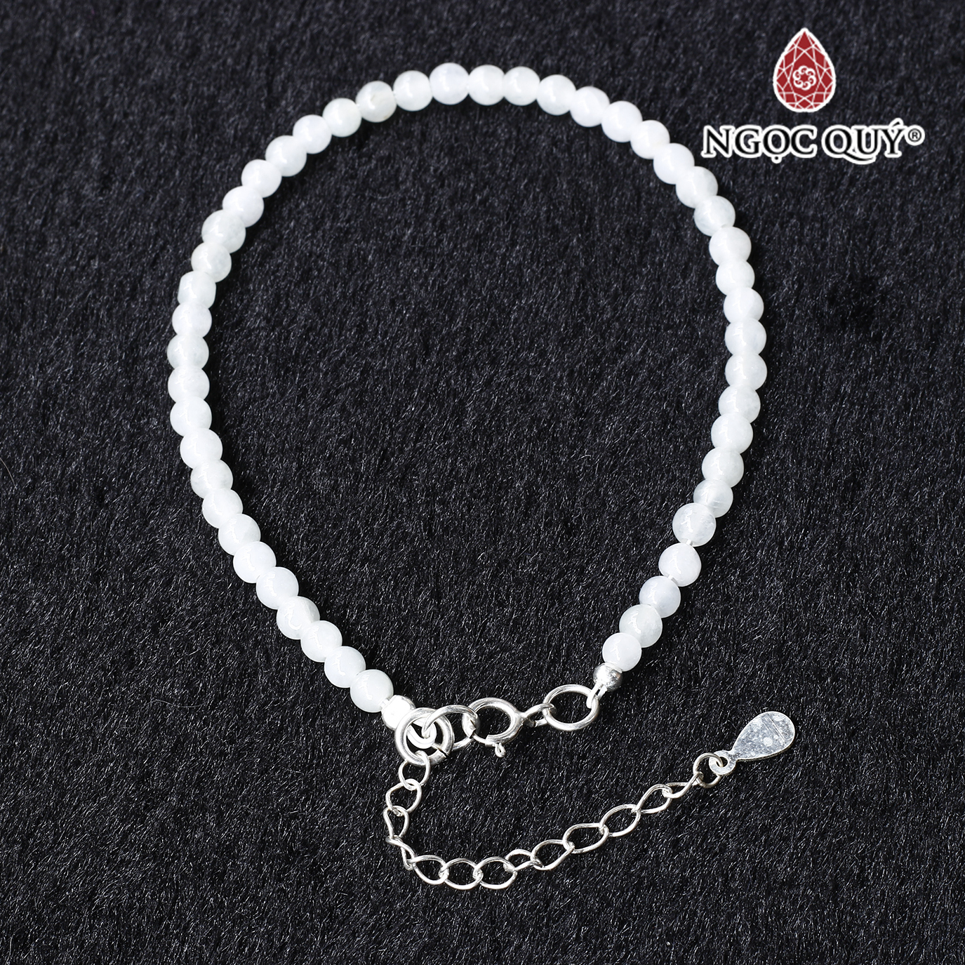 Vòng tay đá cẩm thạch A hạt mini khóa bạc mệnh hỏa, mộc - Ngọc Quý Gemstones