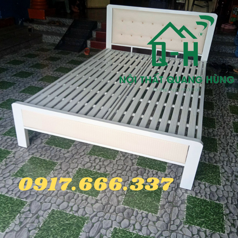 GIƯỜNG SẮT HỘP CAO CẤP 2 ĐẦU NỆM MÀU KEM MỚI DÀNH CHO CẢ GIA ĐÌNH