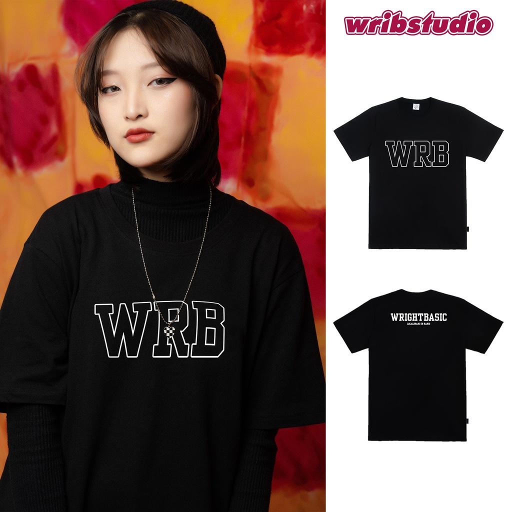 Áo thun đơn giản basic đen phong cách streetwear hai mặt wrib 100% cotton
