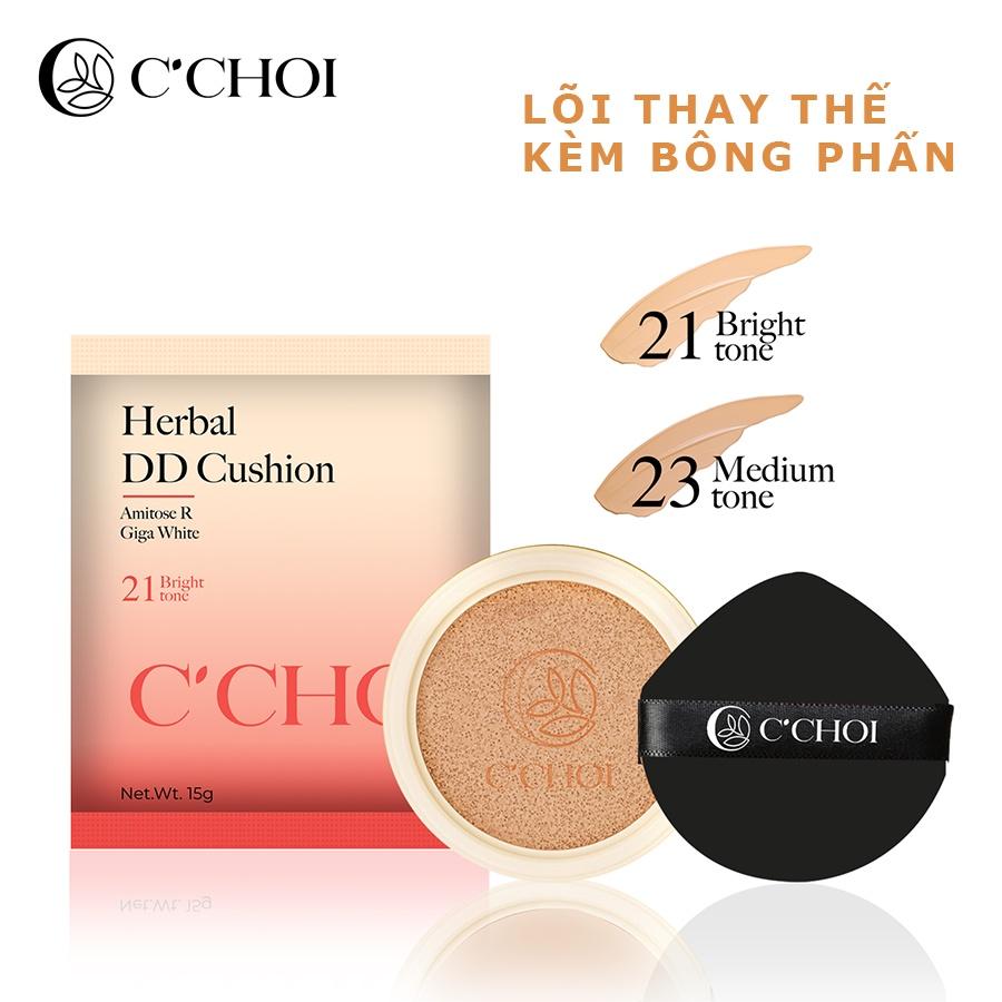 Lõi Phấn Nước C'CHOI HERBAL DD CUSHION Che Khuyết Điểm Chống Nắng SPF 50+ Dưỡng Trắng Da Tự Nhiên Tone 23