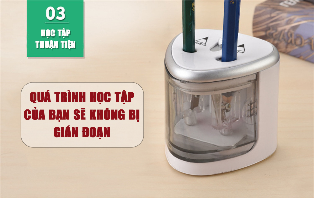 Gọt Bút Chì Tự Động 2 Lỗ, Đồ Dùng Học Tập Cho Bé, Gọt Bút Chì Điện - Đa Năng