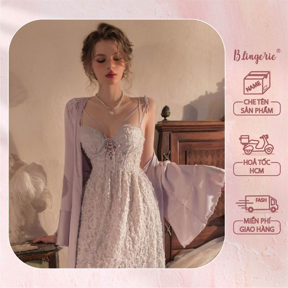 Váy Ngủ Hoa Ren Nữ Tính (Không Kèm Áo Choàng) - B.Lingerie