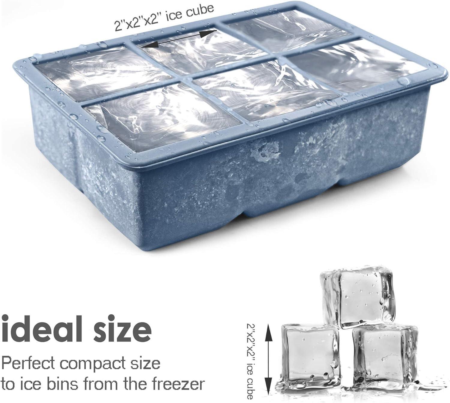 3 Gói - Khuôn khối đá silicon kích thước lớn với nắp đậy có thể tháo rời có thể tái sử dụng và BPA miễn phí