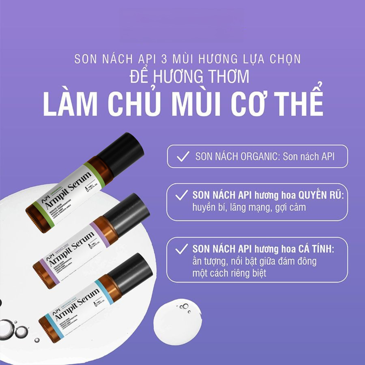 Son Nách Khử Mùi Api - Combo 3 Son Lăn Nách Mee Natural Ngăn Tiết Mồ Hôi 10ml