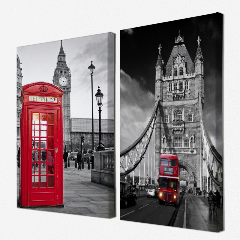 Bộ 2 tranh canvas treo tường Luân Đôn 50×70 cm