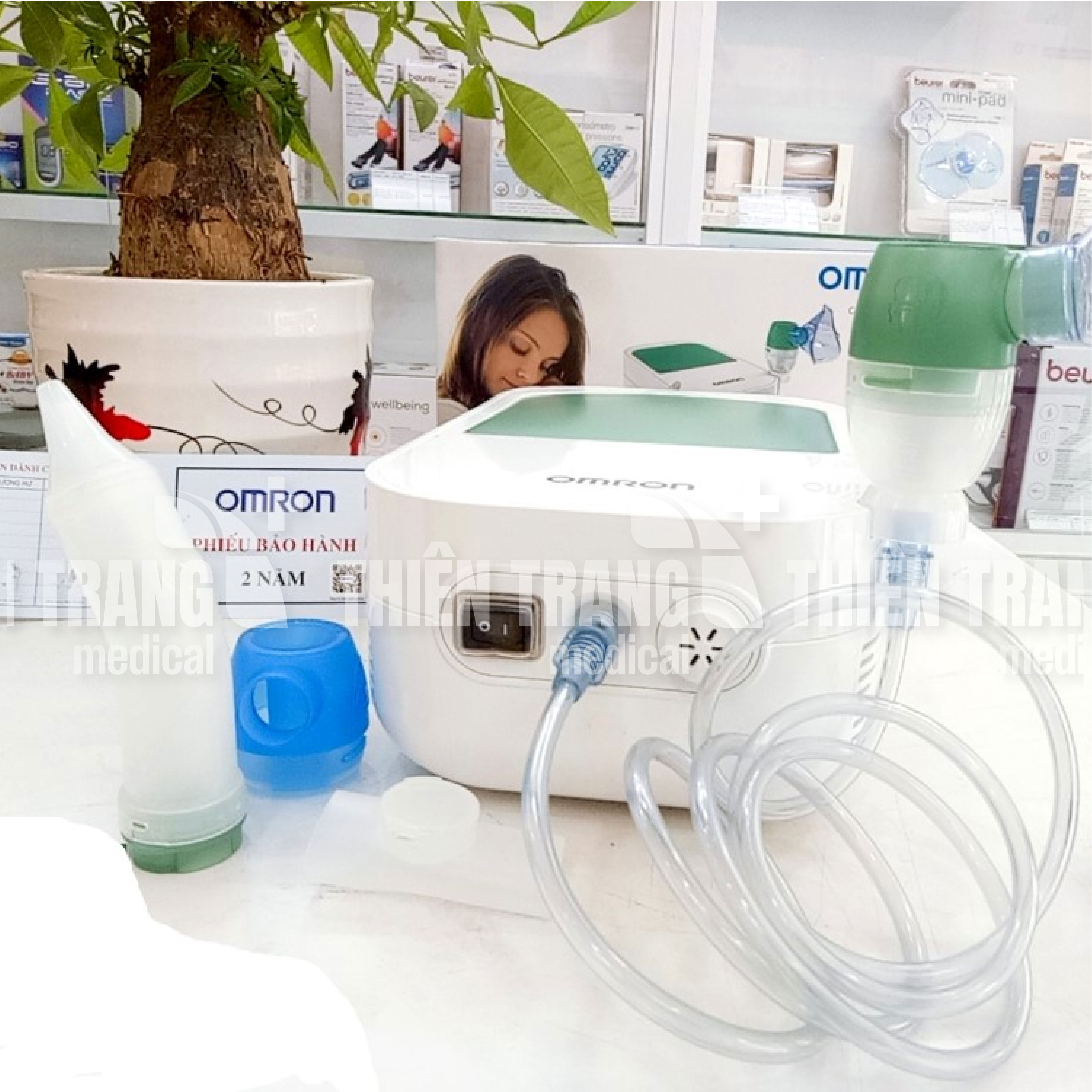 MÁY XÔNG KHÍ DUNG, MŨI HỌNG OMRON DOU BABY NE-C301 Thiên Trang Medical