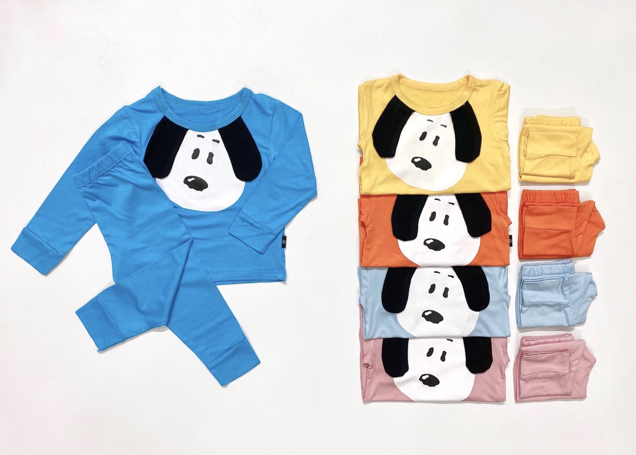 Đồ bộ ngủ dài tay cho bé sơ sinh hình tai cún đáng yêu size 5-16KG chất thun lạnh mềm mịn mát