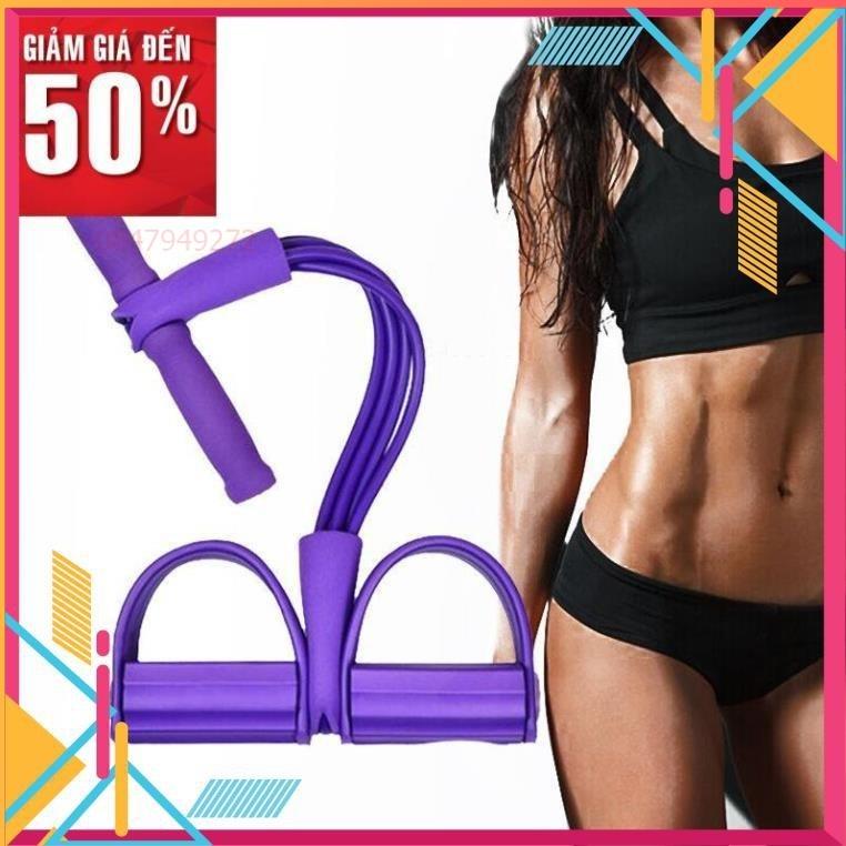 Dây kéo tập cơ bụng lưng tummy đa năng 4 ống đàn hồi hỗ trợ gym gập tại nhà giúp cho dáng chuẩn vòng eo thon