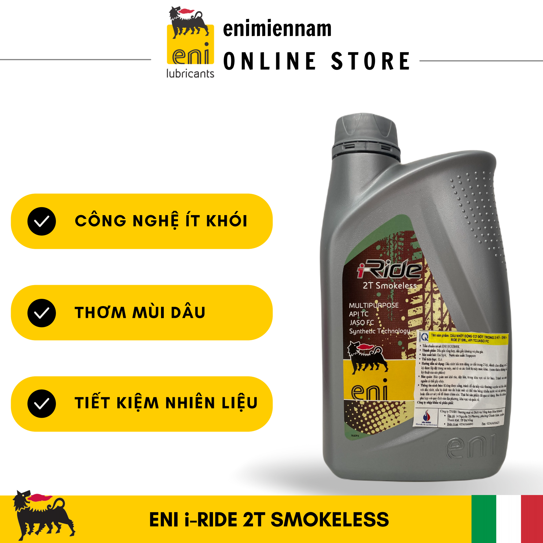 (HCM) Nhớt 2 thì không khói, eni 2T SML, chuẩn chất lượng châu Âu