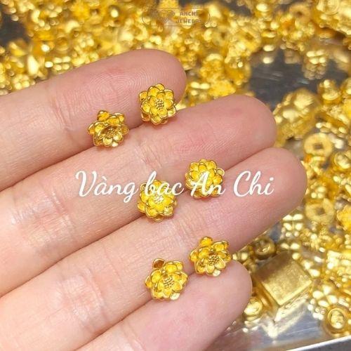 Charm vòng tay, charm sen vàng phụ kiện handmade, vòng tay phong thủy may mắn bình an