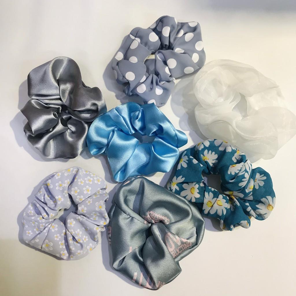 Dây buộc tóc scrunchies đẹp, chun cột tóc vải họa tiết hoa hàn quốc(giao mầu ngẫu nhiên)