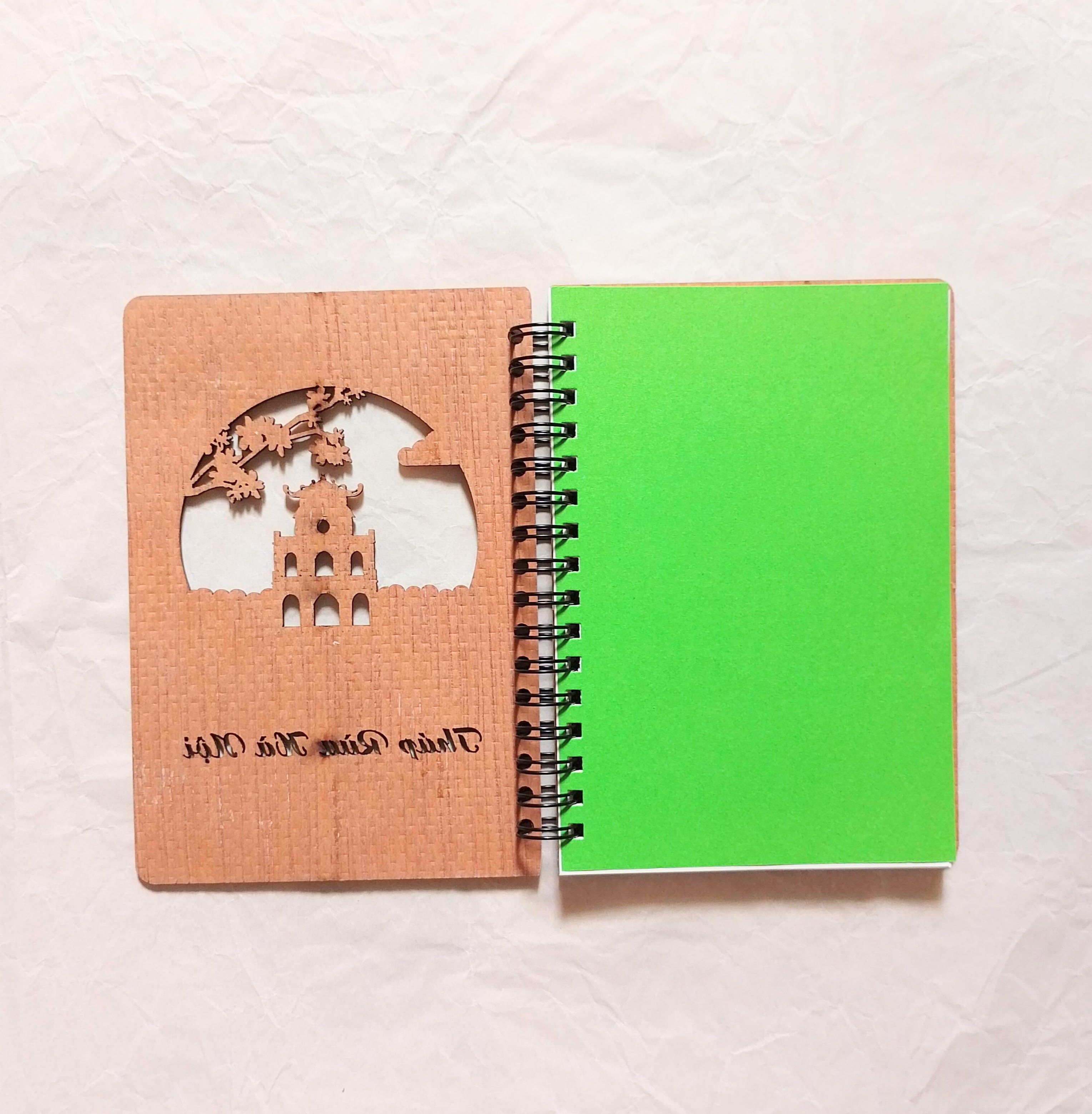 Sổ Tay Handmade Bìa Gỗ Khắc Hoa Văn