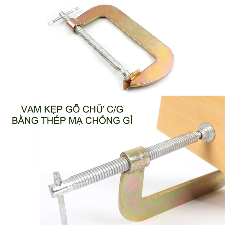 Kẹp gỗ chữ C đa năng bằng thép mạ chống gỉ, nhiều kích thước tùy chọn (5-8 inch)