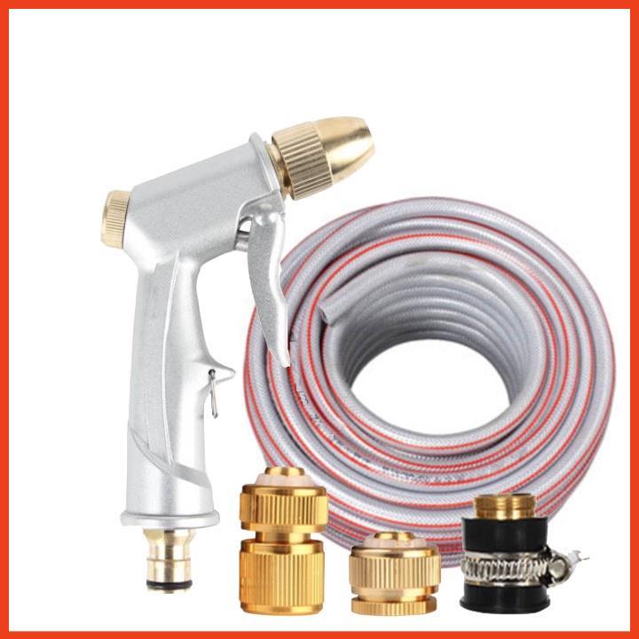 Rửa xe tưới cây Bộ dây và vòi xịt tăng áp lực nước 300% loại 25m cút đồng,nối đồng 206701